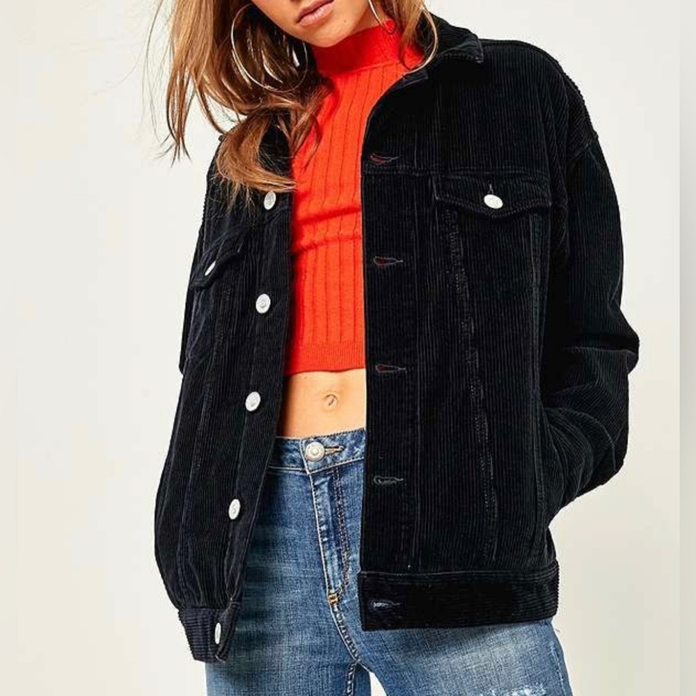 H&M Collection Black Corduroy Button Down Jacket, 8